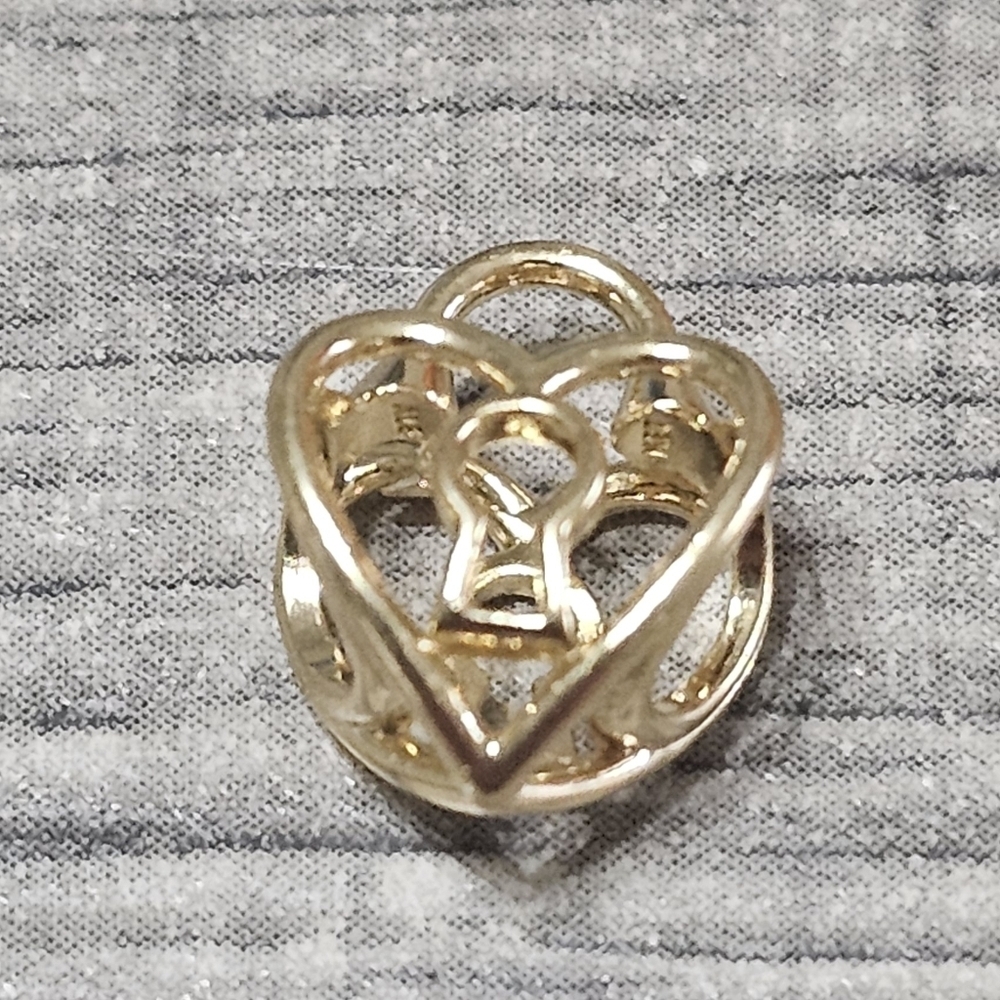 Authentic Openwork Heart Padlock Charm14k gold plating - Picture 5 of 5